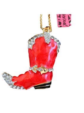 Betsey Johnson Red Boot Rhinestone Necklace